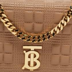 Pre Owned Burberry Beige Quilted Leather Small Lola Shoulder Bag
