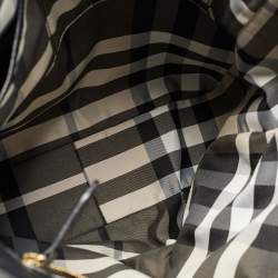 Pre Owned Burberry Black Perforated Leather Open Tote