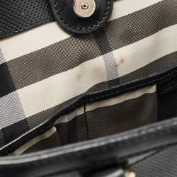 Pre Owned Burberry Black Perforated Leather Open Tote