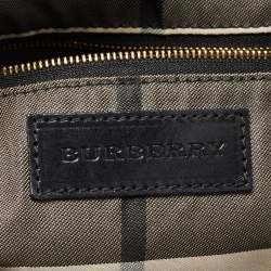 Pre Owned Burberry Black Perforated Leather Open Tote
