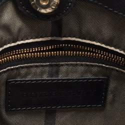 Pre Owned Burberry Black Perforated Leather Open Tote