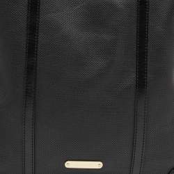 Pre Owned Burberry Black Perforated Leather Open Tote