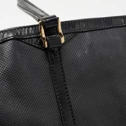 Pre Owned Burberry Black Perforated Leather Open Tote