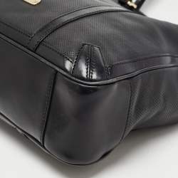 Pre Owned Burberry Black Perforated Leather Open Tote