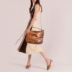Pre Owned Burberry Brown Leather Small Bridle Dutton Hobo