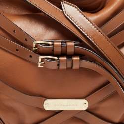 Pre Owned Burberry Brown Leather Small Bridle Dutton Hobo