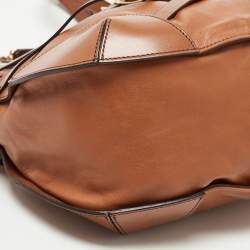 Pre Owned Burberry Brown Leather Small Bridle Dutton Hobo