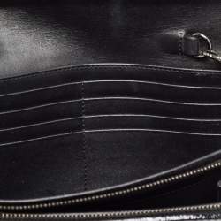 مملوكة مسبقًا Burberry Black Beat Check Nylon and Patent Leather Flap Wallet on Chain