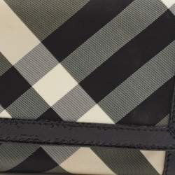 مملوكة مسبقًا Burberry Black Beat Check Nylon and Patent Leather Flap Wallet on Chain