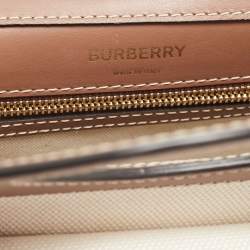 Pre Owned Burberry Brown/Cream Canvas and Leather Mini Pocket Tote