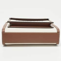 Pre Owned Burberry Brown/Cream Canvas and Leather Mini Pocket Tote