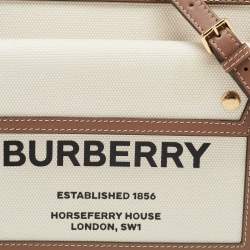 Pre Owned Burberry Brown/Cream Canvas and Leather Mini Pocket Tote
