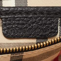 Pre Owned Burberry Black Grained Leather Greenwood Satchel