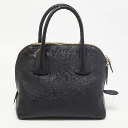 Pre Owned Burberry Black Grained Leather Greenwood Satchel