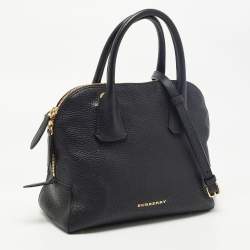Pre Owned Burberry Black Grained Leather Greenwood Satchel