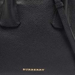 Pre Owned Burberry Black Grained Leather Greenwood Satchel