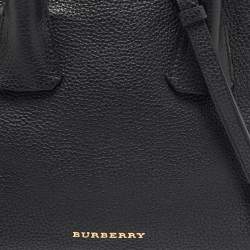 Pre Owned Burberry Black Grained Leather Greenwood Satchel