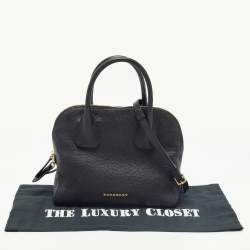 Pre Owned Burberry Black Grained Leather Greenwood Satchel