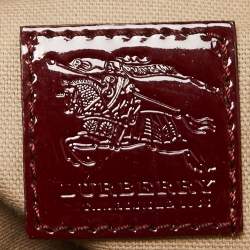 Pre Owned Burberry Red House Check PVC and Patent Leather Hearts Pilgrim Satchel