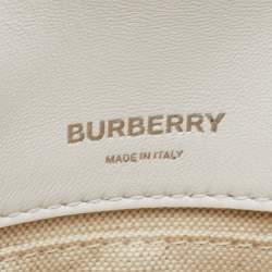 Pre Owned Burberry White/Red Woven Leather Lola Bum Bag