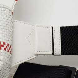 Pre Owned Burberry White/Red Woven Leather Lola Bum Bag