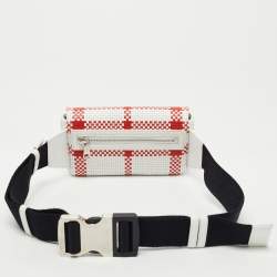 Pre Owned Burberry White/Red Woven Leather Lola Bum Bag