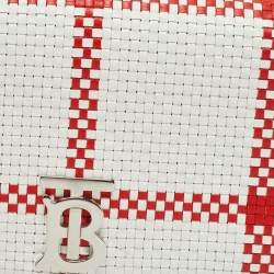 Pre Owned Burberry White/Red Woven Leather Lola Bum Bag