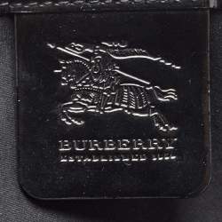 Pre Owned Burberry Black/Beige Super Nova Check PVC and Patent Leather Large Nickie Tote
