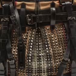 مملوكة مسبقًا Burberry Black House Check Fabric and Leather Large Rowan Studded Tote