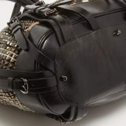 مملوكة مسبقًا Burberry Black House Check Fabric and Leather Large Rowan Studded Tote