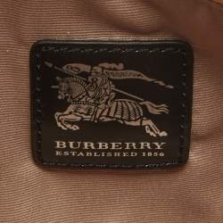 Burberry Black/Beige Nova Check PVC and Glossy Leather Pochette Bag
