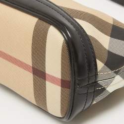 Burberry Black/Beige Nova Check PVC and Glossy Leather Pochette Bag