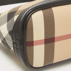 Burberry Black/Beige Nova Check PVC and Glossy Leather Pochette Bag