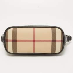 Burberry Black/Beige Nova Check PVC and Glossy Leather Pochette Bag