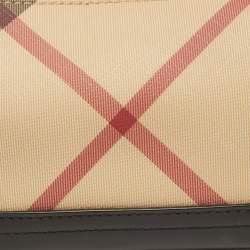 Burberry Black/Beige Nova Check PVC and Glossy Leather Pochette Bag