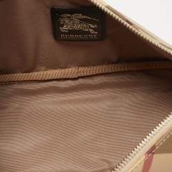 Burberry Black/Beige Nova Check PVC and Glossy Leather Pochette Bag