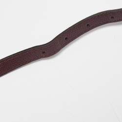 Pre Owned Burberry Burgundy/Beige Leather and House Check Fabric Small Banner Tote