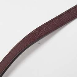 Pre Owned Burberry Burgundy/Beige Leather and House Check Fabric Small Banner Tote