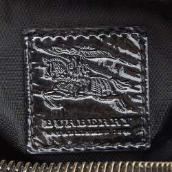 Pre Owned Burberry Black Beat Check Nylon and Patent Leather Buckle Satchel