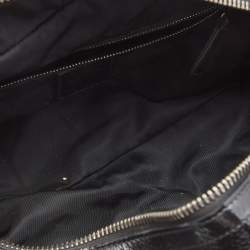 Pre Owned Burberry Black Beat Check Nylon and Patent Leather Buckle Satchel
