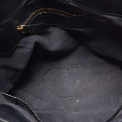 Pre Owned Burberry Black/Beige House Check Canvas and Leather Bridle Tote
