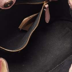 Pre Owned حقيبة يد توتس بربري بانير قماش كاروهات هاوس وجلد أسود/ بيج صغيرة