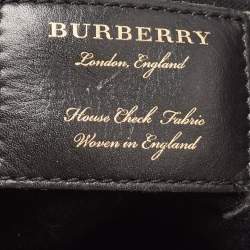 Pre Owned حقيبة يد توتس بربري بانير قماش كاروهات هاوس وجلد أسود/ بيج صغيرة