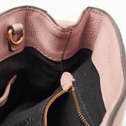 Pre Owned حقيبة يد توتس بربري بانير قماش كاروهات هاوس وجلد أسود/ بيج صغيرة