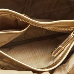 Pre Owned Burberry Gold Quilted Glossy Leather Beaton Tote