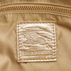 Pre Owned Burberry Gold Quilted Glossy Leather Beaton Tote