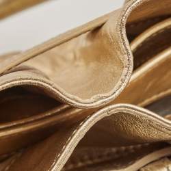 Pre Owned Burberry Gold Quilted Glossy Leather Beaton Tote