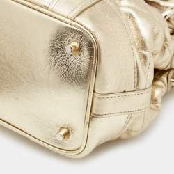 Pre Owned Burberry Gold Quilted Glossy Leather Beaton Tote