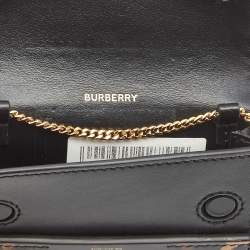 Pre Owned Burberry Black/Brown Leopard Print Leather Jody Chain Card Case