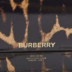 Pre Owned Burberry Black/Brown Leopard Print Leather Jody Chain Card Case